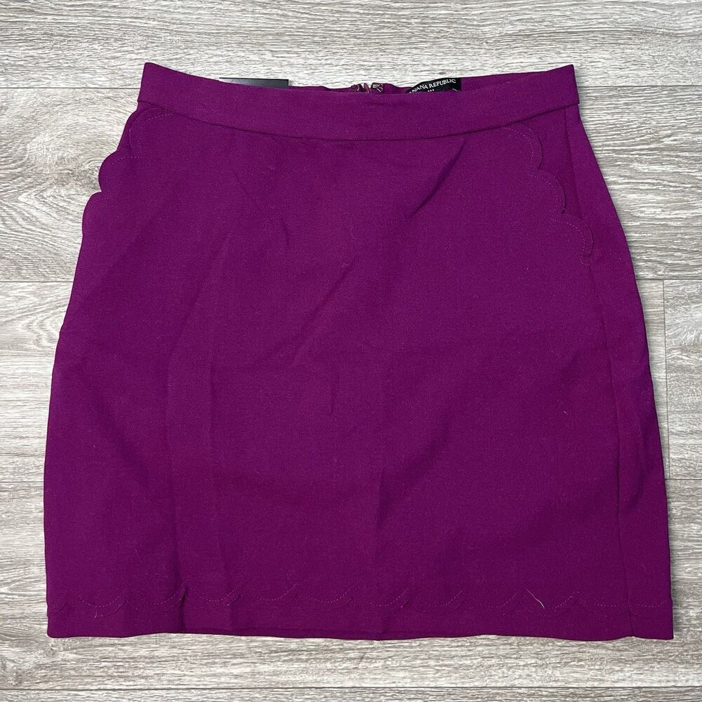 Banana Republic Women's Scalloped Slant-Pocket Skirt Sz 4 188 Purple Beach Plum